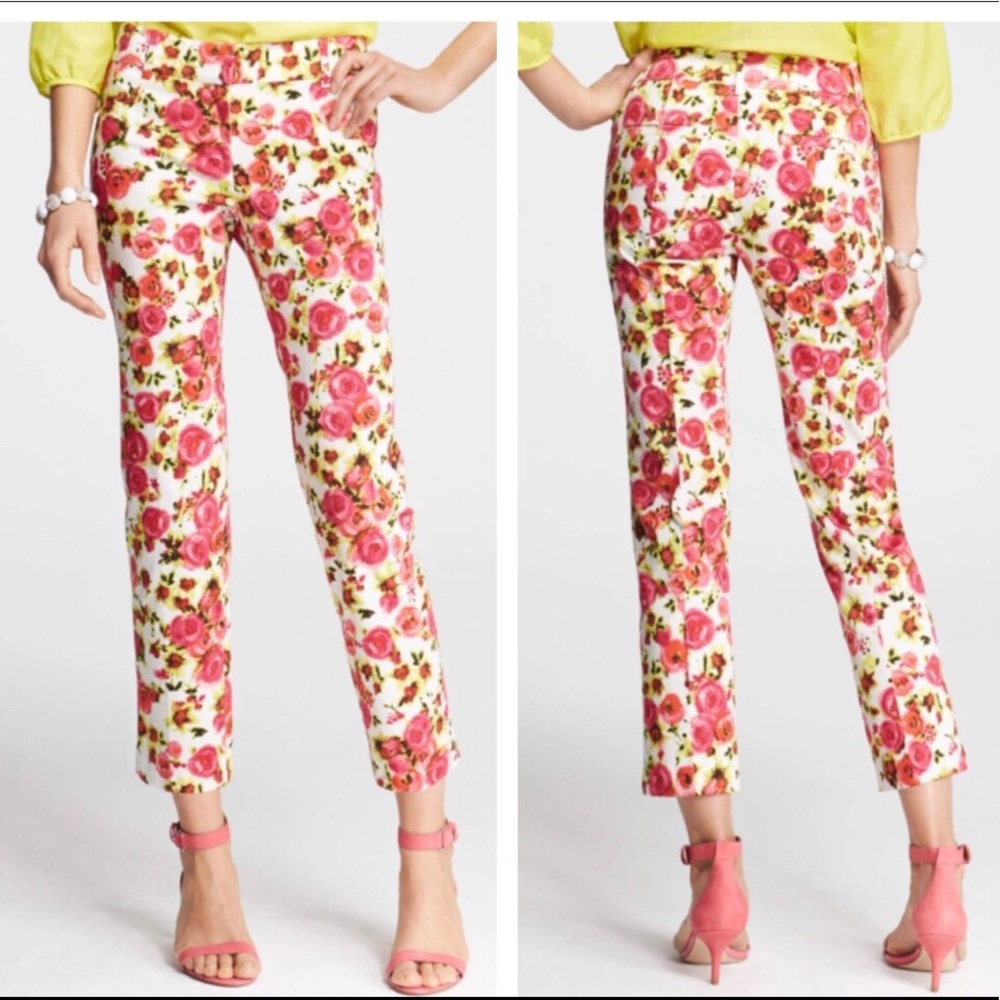 Ann Taylor Floral Ankle Trousers